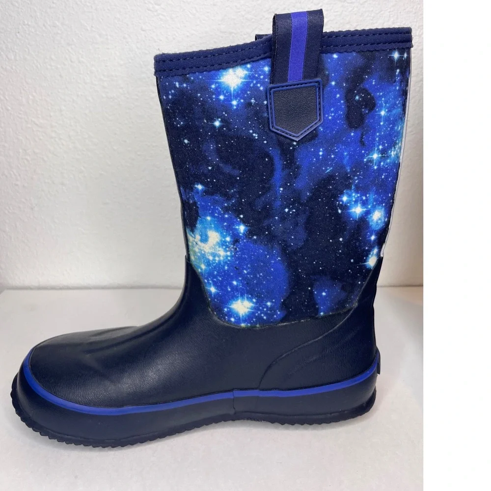Lands End Kids Rain Boots Galaxy Celestial Print Size 7M Navy Blue